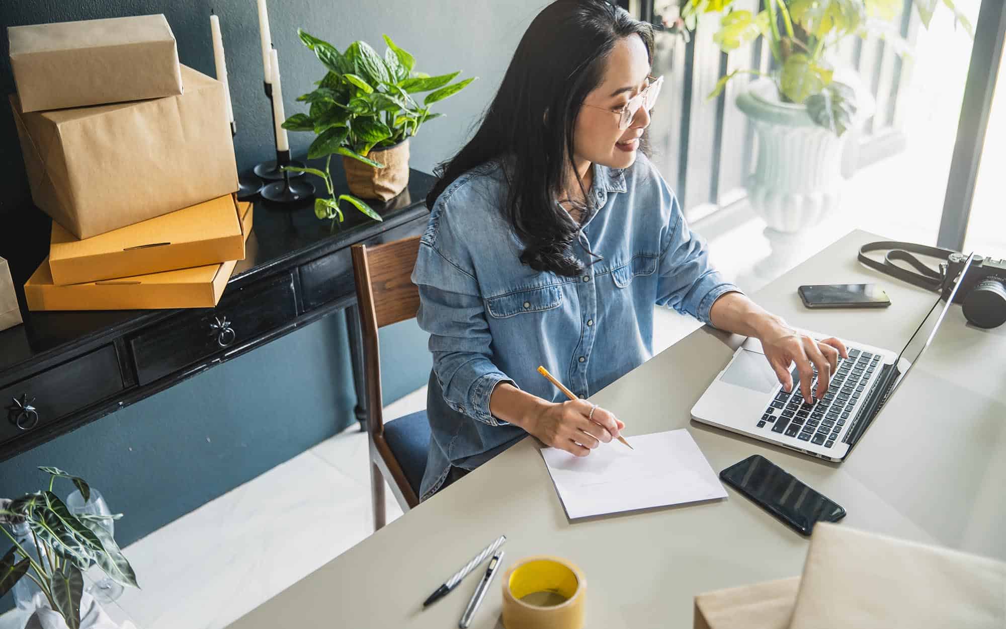 Person taking orders at small e-commerce business