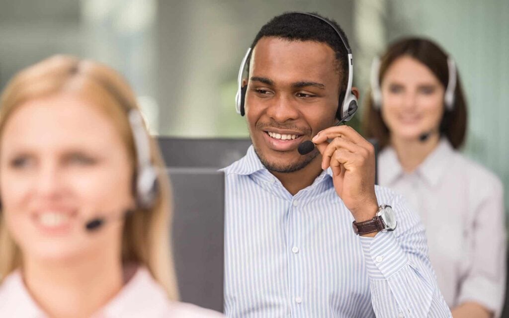 Professionals on calls in call center